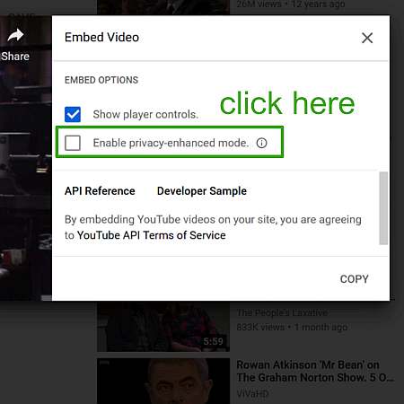 youtube videos ohne cookies: aktivieren Sie "enable privacy-enhanced mode.